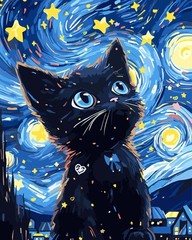 FILASLFT Paint by Numbers Kit for Adults Beginner Black Cat, 1, B-002-animal
