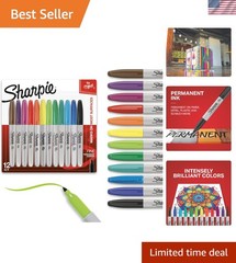 Quick Drying, Fade Resistant Fine Tip Permanent Markers Set – 12 Assorted Colors