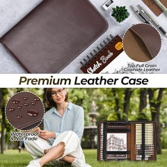 58 PCS Art Drawing Supplies Kit in Leather Case, Art 0.5mm 0.7mm 0.9mm 2.0mm