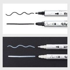 4 Black and 4 White Paint Markers Bold and Fine Dual-tip Acrylic Paint Marker…