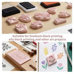 8 Pack 4″x6″ Pale Pink Linoleum Blocks for Printmaking, Rubber Stamp Carving …