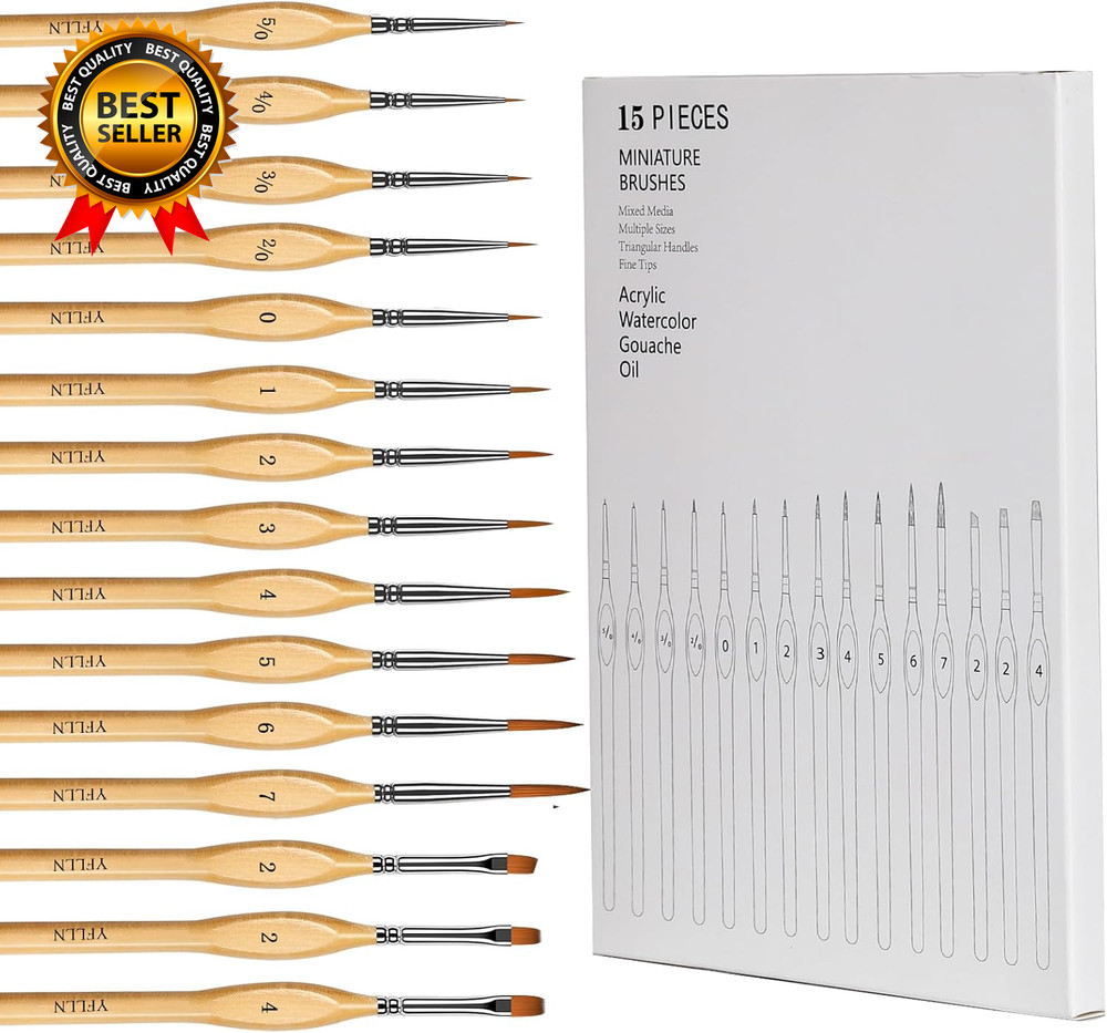 Miniature Paint Brushes, 15PCS Model Brushes Detail Paint Brush Set, Fine Detail