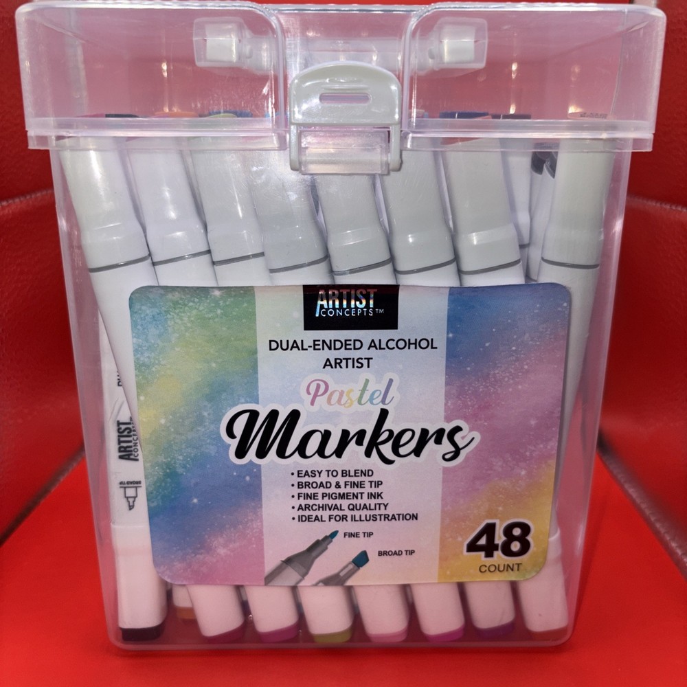 Artist Concepts 48 Pastel Dual-Ended Alcohol Markers Broad Fine Tip
