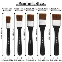 5 Pcs Flat Paint Brushes Set, Nylon Art for 0.98 to 1.7 inches, Black