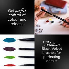3100ST6 Black Velvet Voyage Travel Round Paint Brush for Watercolor, Detail a…