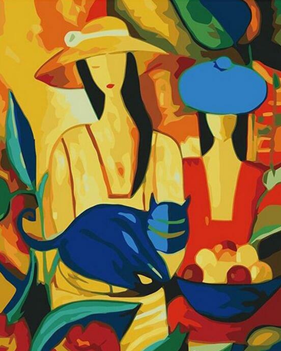 Paint By Numbers Adults Kids Women Cat Picasso DIY Painting Kit Big Size Canvas