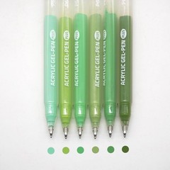 6 PCS Acrylic Gel Pens Coloring Books Quick Dry 1.0mm Fine Point Green