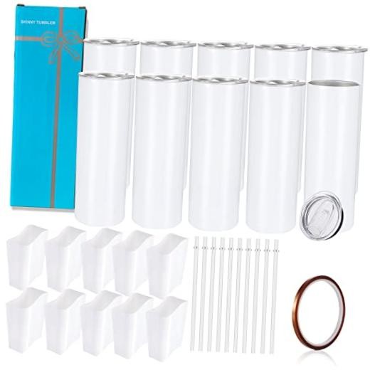 Pack Sublimation Tumblers Bulk Straight Skinny Tumbler Blanks 20oz for Heat 10