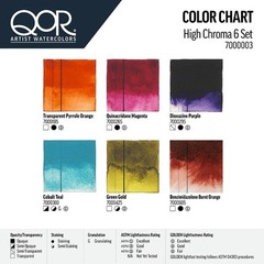 QoR High Chroma 6 Set by GOLDEN, 6 x 5 ml 1 Fl Oz (Pack of 1), Multicolor