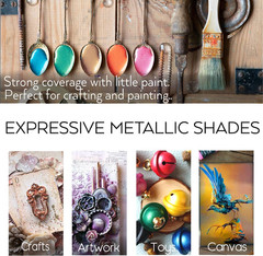 Hissico Metallic Acrylic Paint Set of Premium 20 Colors, Professional Grade Meta