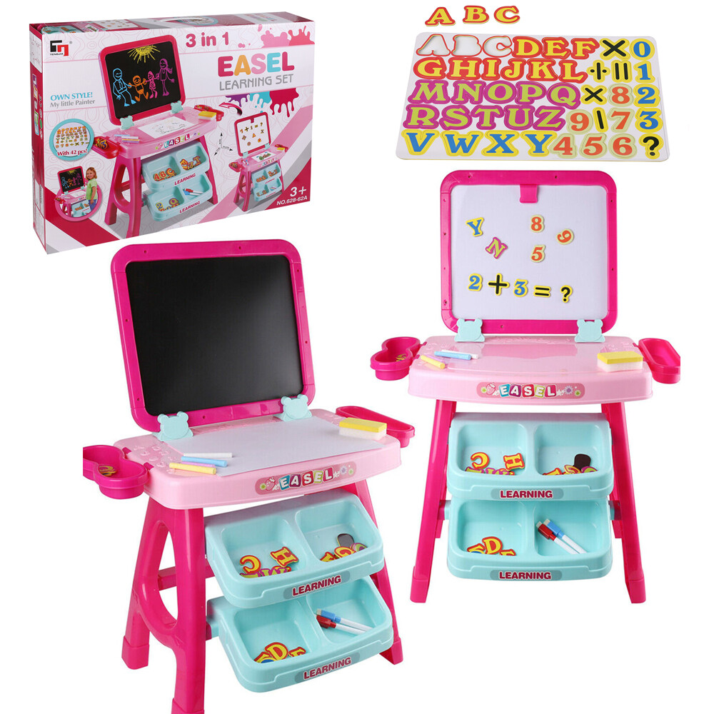 Kids Double-Sided Write Paint Activity Desk Magnetic Dry Erase Board Chalkboard