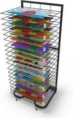 Art Drying Rack for Classroom,Paint Drying Rack on Wheels with 19 Removable Shel