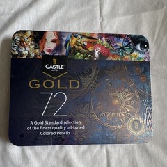 Castle Arts Gold 72 Oil-Based Colored Pencil Set, Multicolor Tin Case