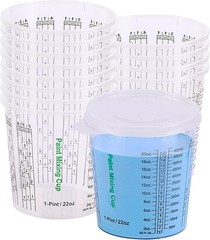 22-oz Paint Mixing Cups, Pack of 12 Cups with 3 Lids, Reusable and Solvent-Re…