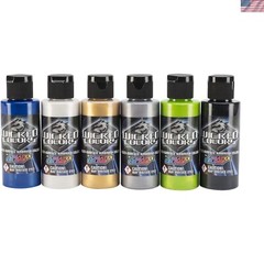 Shimmering Metallic Airbrush Paint Set – 2-Ounce Bottles (Pack of 6)
