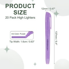 Purple Highlighter, 20 Pack Highlighters Pens for Books, Transparent Rod