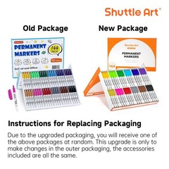 Shuttle Art 144 Pack Permanent Markers, 1 Count (Pack of 144), 12 Colors