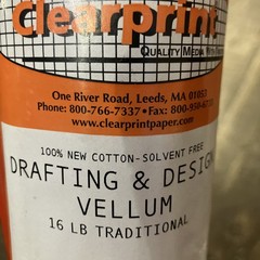 Clearprint Drafting & Design Vellum Roll 24″ x 5 Yards 1000H 16 lb 100% Cotton