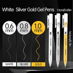 Gold Silver White Gel Pens – 0.6/0.8/1.0mm Extra Fine Point Opaque Archival Ink