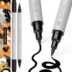 ARTISTRO 2 Black Dual-Tip Acrylic Paint Pens – 1 Count (Pack of 2),