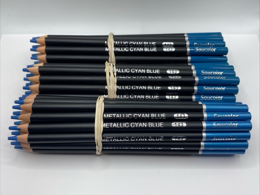 (60) METALLIC CYAN BLUE 143 – Soucolor Colored Pencils – 4.0 mm Soft Core