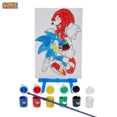 Sonic The Hedgehog Canvas Paint Set for Kids with 3 Canvases, Acrylic Paint, …