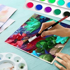 15 PCS Flat Art Paint Brush Set Watercolor Acrylic Gouache Oil Face Body Ink