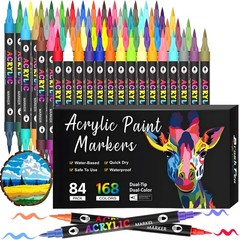 Acrylic Paint Markers Dual Tip Brush Pens for Rock Wood Glass Ceramic Fabric