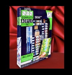 32pc Deluxe Complete Acrylic Painting Gift Set:Easel,canvas,paint,brushes & More