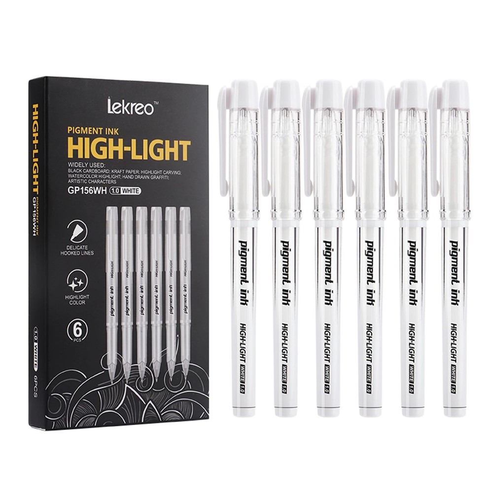 Gold Silver White Ink Gel Pens 1mm Medium Fine Point 6 PCS Set For Art