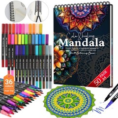 Mandala Coloring Book for Adults: 50 Relaxing Patterns with Spiral Bound Hard…