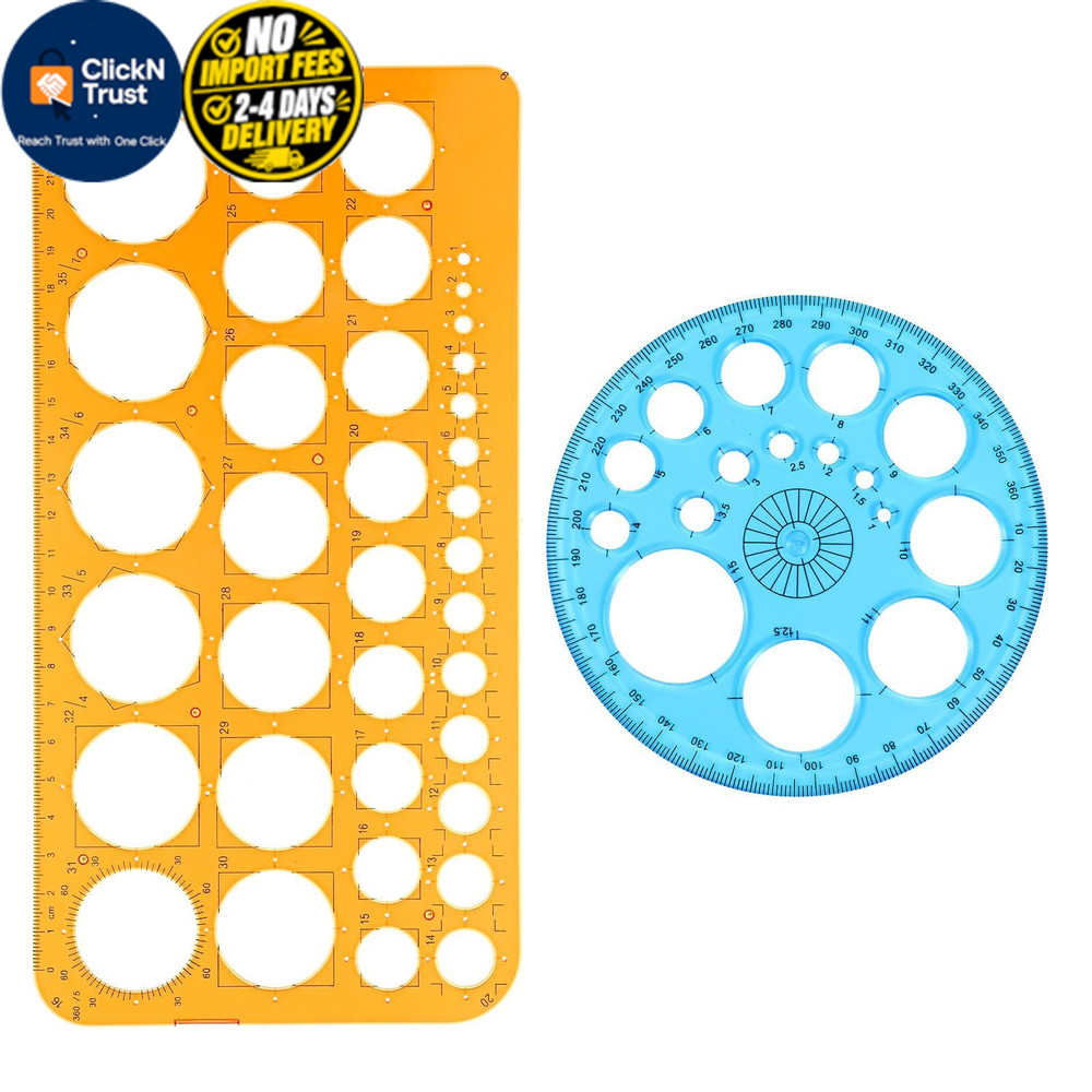 2 Pack Circle Template for 25.5 x 13cm, 11.5cm diameter, Blue, Orange