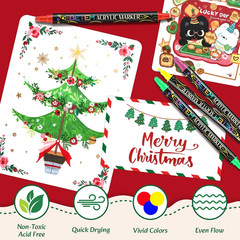 24 Colors Dual Tip Acrylic Paint Pens Markers, Fabric Decorating Kits Premium Wa