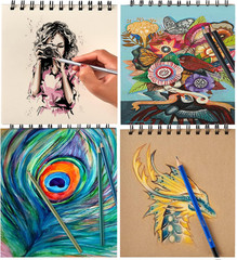 76 Pack Drawing Set Sketching Kit, Pro Art Supplies with 3-Color Sketchbook, Inc