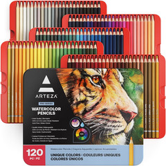 Watercolor Pencils, Set of 120, Water-Soluble Colored Pencils with 4 Mm Break-Re