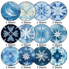 JarThenaAMCS 24 Sheets Christmas Pattern Papers Winter Blue Snowflake