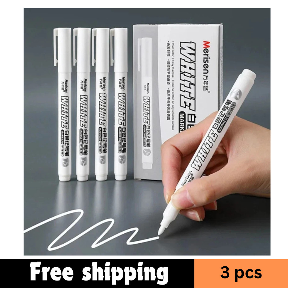 3PCS White Waterproof Permanent Paint Marker Pens Metal Wood Fabric Glass Tire P