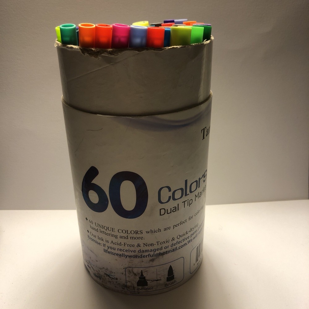 Tanmit marker pens fine tip dual brush qty 50+ acid free non toxic quick dry