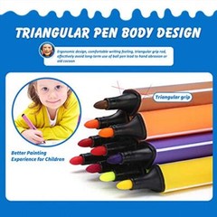 Triangle Shape Washable Coloring Pens Felt Tip for Kids Coloring Book Doodlin…