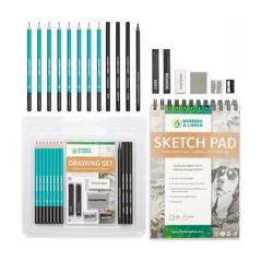 Drawing Set – Sketching and Charcoal Pencils – 100 Page Drawing Pad Kneaded E…