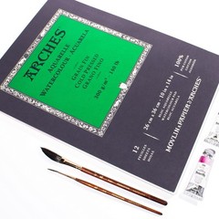 Arches Watercolor Pad 9×12-inch Natural White 100% Cotton Paper – 12 Sheet