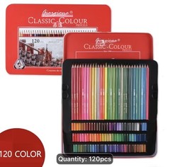 120 Giorgione Oil Base Triangular Colored Pencils Metal Box Shipping Incl