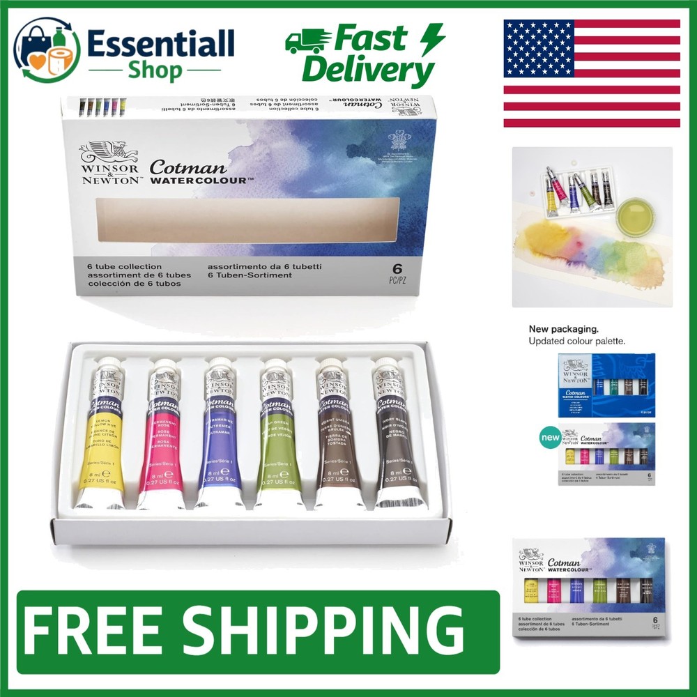 Vibrant 6-Color Cotman Watercolor Paint Set – 8ml Tubes for Stunning Creations