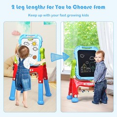 Height Adjustable Kids Art Easel Magnetic Double Sided Board w/ Accessories Blue