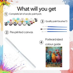 Chicken Paint by Numbers Kits for Adults,Easy Adult Painting by Number on Can…