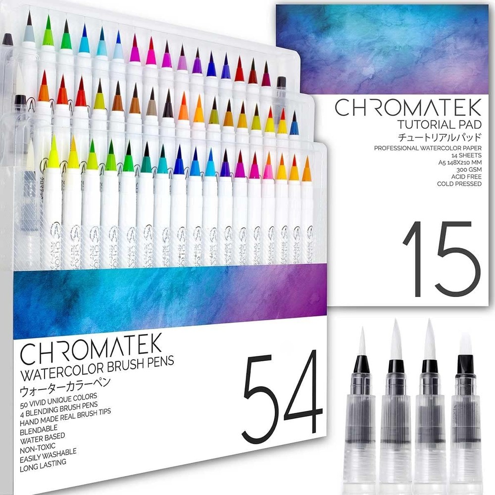 CHROMATEK 54 Watercolor Pens Set 1 Count (Pack of 54), 54