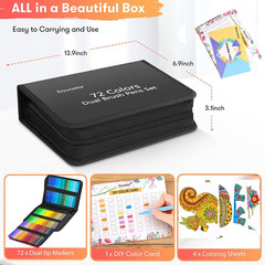 Art Supplies for Adults, 72 Colors Dual Tip Brush Fine Tip Markers, Art Kit Draw