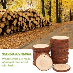Natural Wood Slices TICIOSH 50 Pcs 2.4-2.8 inches Craft Unfinished Wood kit P…