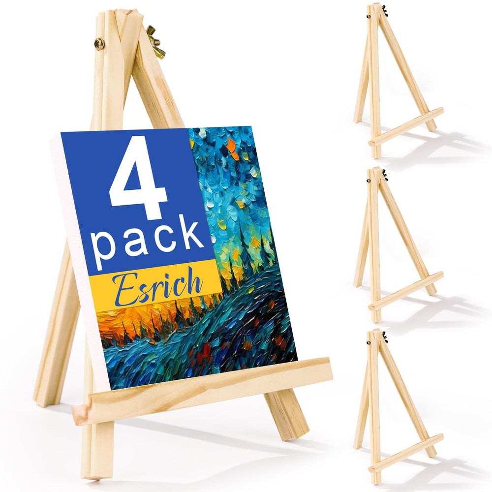 ESRICH 4 PCS 9 Inch Wood Easels, Easel Stand for Painting Canvases, Art and C…