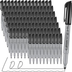 Permanent Markers, Ultra Fine Point,Black,100 1 Count (Pack of 100), Black